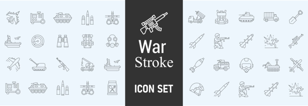 set of 10 outline web army and war icons such as patriot, chamber, helicopter, revolt, airplane, plane, army backpack vector icons for report, presentation, diagram, web design, mobile app