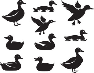 A collection of simple duck icon