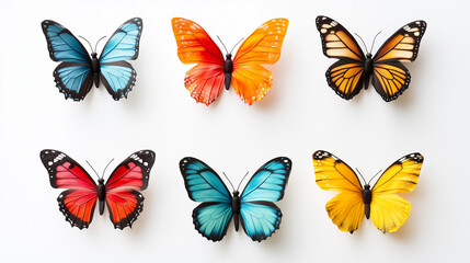 set of colorful butterflies isolated