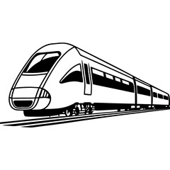 Sleek Train Illustration in Black and White  