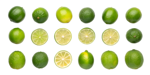 various limes isolated on transparent background