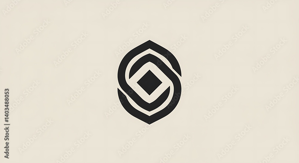 Poster a minimalist logo design using overlapping geometric shapes in a monochromatic color palette. , scal