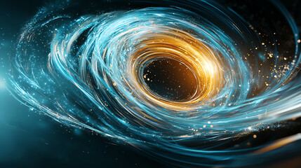 A stunning depiction of a swirling cosmic vortex, illustrating the beauty and mystery of black holes in deep space.