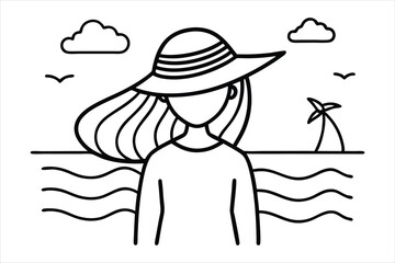 Stylish woman and young girl enjoying a summer day on the beach