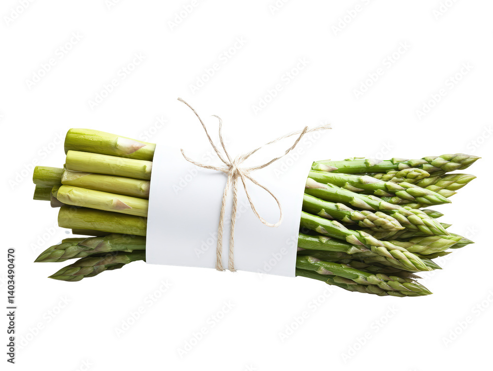 Poster fresh asparagus wrapped in white paper displaying a natural and simple presentation ideal for culina