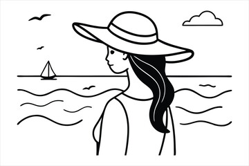 Stylish woman and young girl enjoying a summer day on the beach