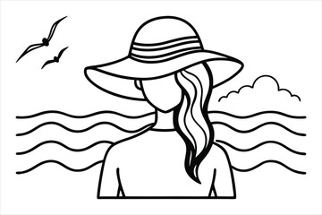 Stylish woman and young girl enjoying a summer day on the beach