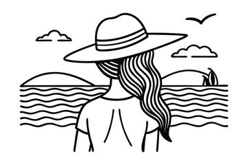 Stylish woman and young girl enjoying a summer day on the beach