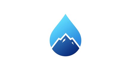 A hidden symbol mountain inside a droplet, scalable for branding