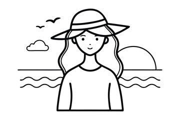 Stylish woman and young girl enjoying a summer day on the beach