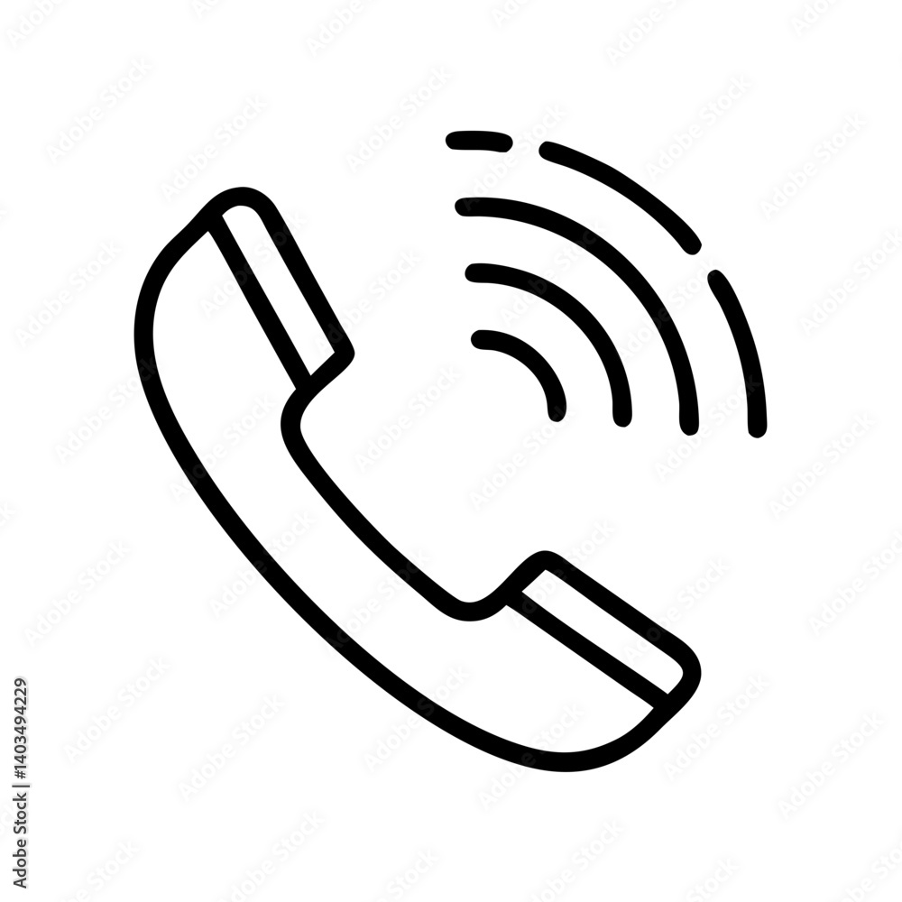 Poster phone receiver with ringing lines in minimalistic style