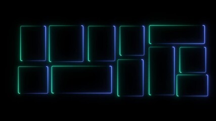 Glowing line frame web neon box pattern. Animated neon glowing frame. empty neon box. glowing and futuristic energy line animation video. box frame neon frame overlay animation video. black background - Powered by Adobe