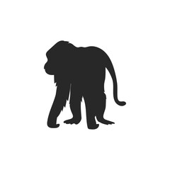 Realistic Monkey Silhouette, vector art.