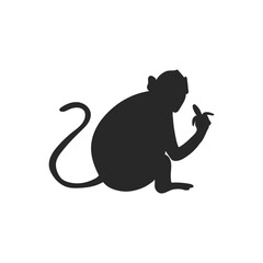 Realistic Monkey Silhouette, vector art.