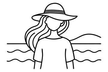 Stylish woman and young girl enjoying a summer day on the beach