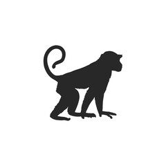 Realistic Monkey Silhouette, vector art.