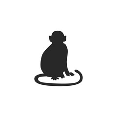 Realistic Monkey Silhouette, vector art.
