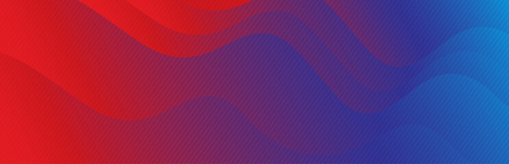 Red and blue banner suitable for social networks with wave shapes. USA horizontal background, headers, posters, cards, website. Vector illustration