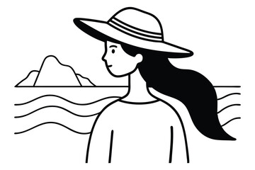 Stylish woman and young girl enjoying a summer day on the beach