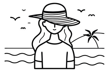 Stylish woman and young girl enjoying a summer day on the beach