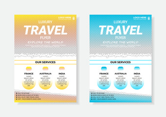 Creative Adventure Travel A4 Flyer Layout Featuring Scenic Nature Views and Special Holiday Promotions for Tour Companies