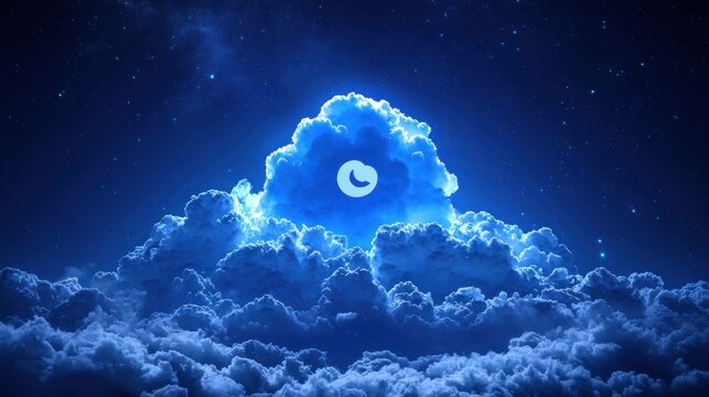 Night Sky Dreamscape: Celestial Cloud Formation with Moon Icon