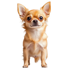 Cute and Playful Chihuahua Dog Standing Proudly with Bright Eyes on white background