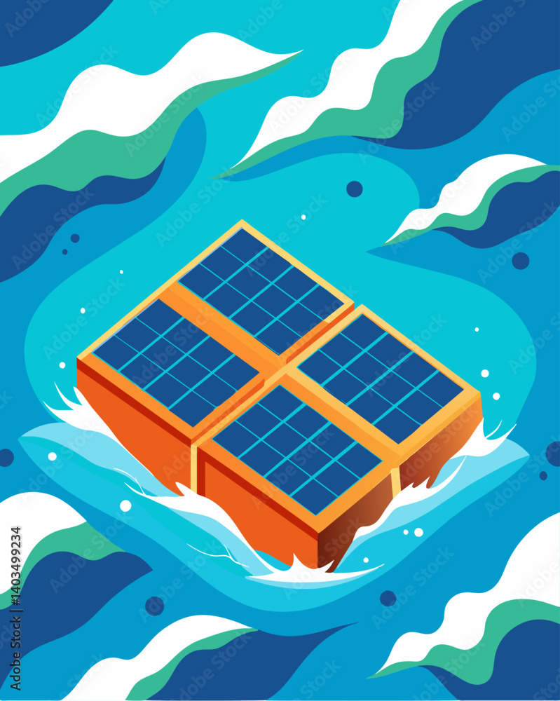 Poster from above the solarpowered cargo ships panels create mesmerizing patterns on the oceans surface a r