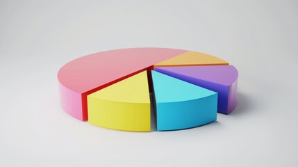 Soft bevel D pie chart in clean infographic style on white presentation slide