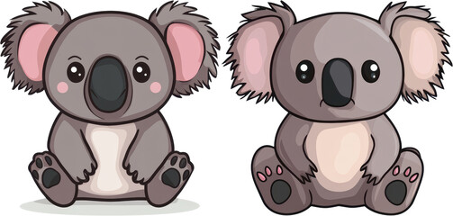 Fototapeta premium Adorable Cartoon Koala Bears Sitting Together Perfect for Kid Illustrations or Designs