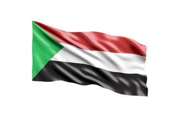 national flag on country sudan waving in wind isolated on white or transparent png