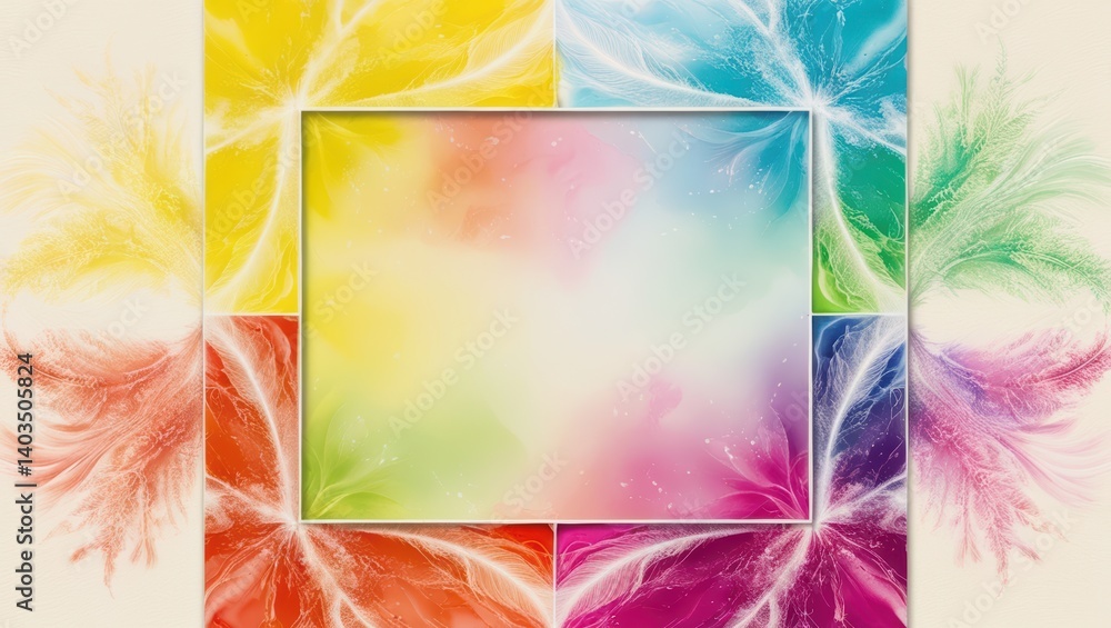 Poster abstract colorful background with rainbow gradient and floral elements for graphic design needs and 
