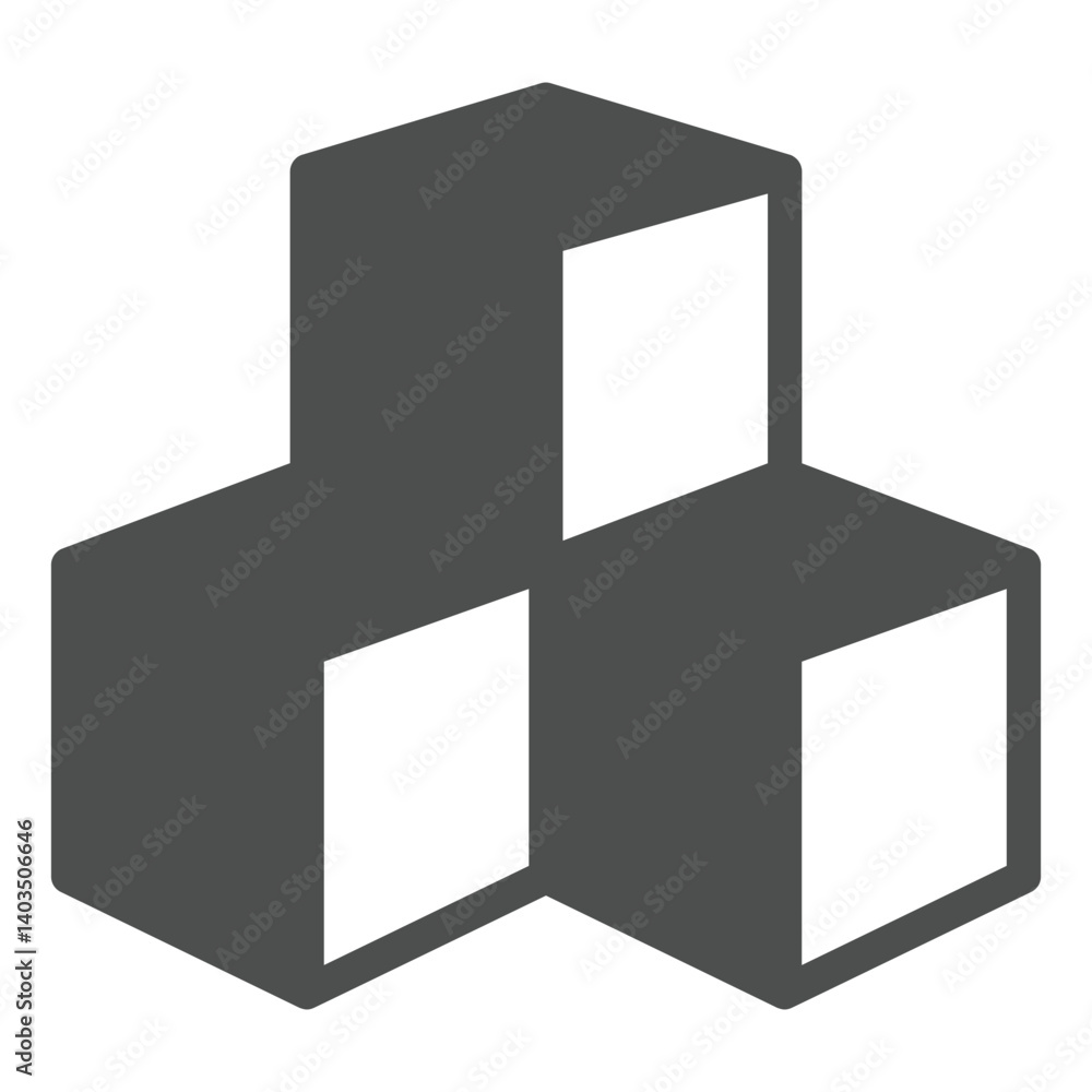 Poster three cubes of datatabase solid icon, development concept. vector graphics. database storage, file s