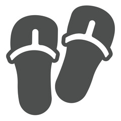 Flip flops for beach solid icon, summertime concept. Vector graphics. Beach slippers, footwear sign on white background, glyph style icon for mobile or web design.