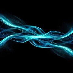 Naklejka premium A vibrant display of blue waves flowing gracefully against a black background, creating a sense of movement and energy.