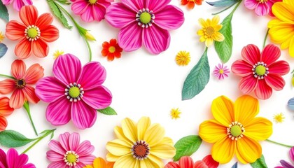 Abstract bright spring & summer floral pattern on white , cheerful, graphics