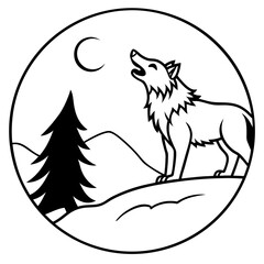 Fototapeta premium A werewolf howling at the moon, silhouette on a hill