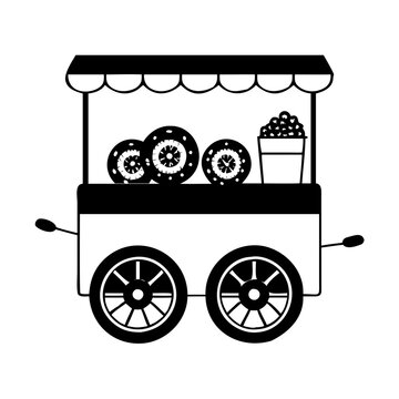 recommend clip art: doughnut cart icon, doughnut cart silhouette vector illustration-simple silhouette illustration of doughnut cart, perfect for doughnut cart logos and icons