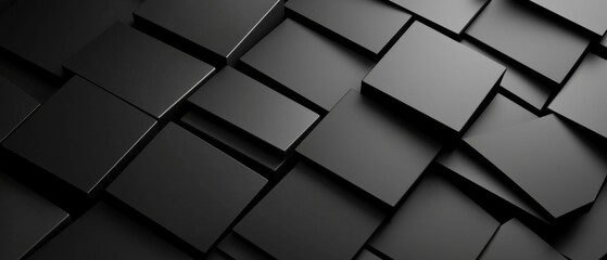 Fototapeta premium Minimalist, contemporary abstract design featuring a repeating grid of black squares with glowing, luminous intersections