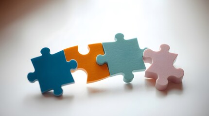 Obraz premium Interlocking Puzzle Pieces: Collaboration, Teamwork & Problem Solving. Synergy, Connection & Solutions Concept. Business Strategy & Partnership