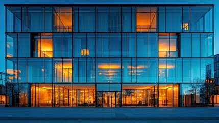 Fototapeta premium Modern glass facade at night