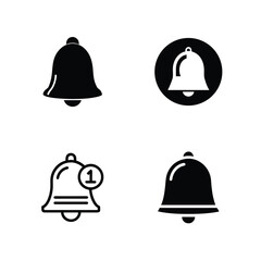 Set of Black and White Notification Bell Icons
