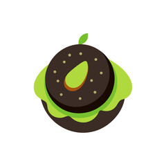 Black Bean Burgers with Avocado on Transparent Background  