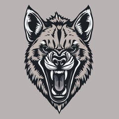 Laughing Hyena Roar Vector Silhouette – Predatory Wildlife Design