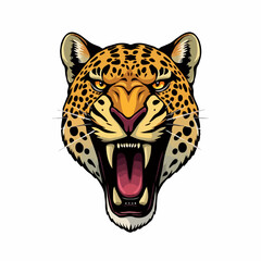 Screaming Leopard Head Vector Silhouette – Fierce Jungle Cat