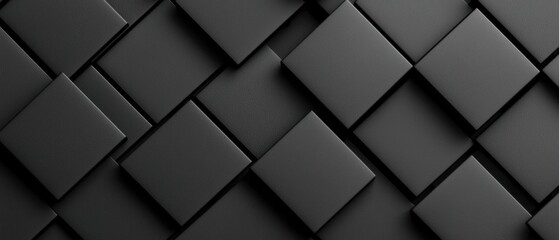 Fototapeta premium Captivating abstract composition featuring a deep black square grid pattern with precise geometric digital art elements, showcasing minimalist design and visual complexity.