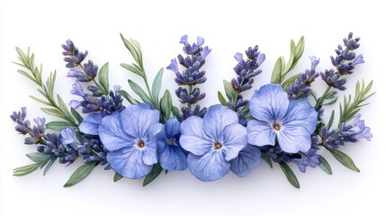 Lavender and Blue Flowers Arrangement: A Serene Floral Composition