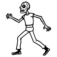 Obraz premium A zombie walking with outstretched arms, white background