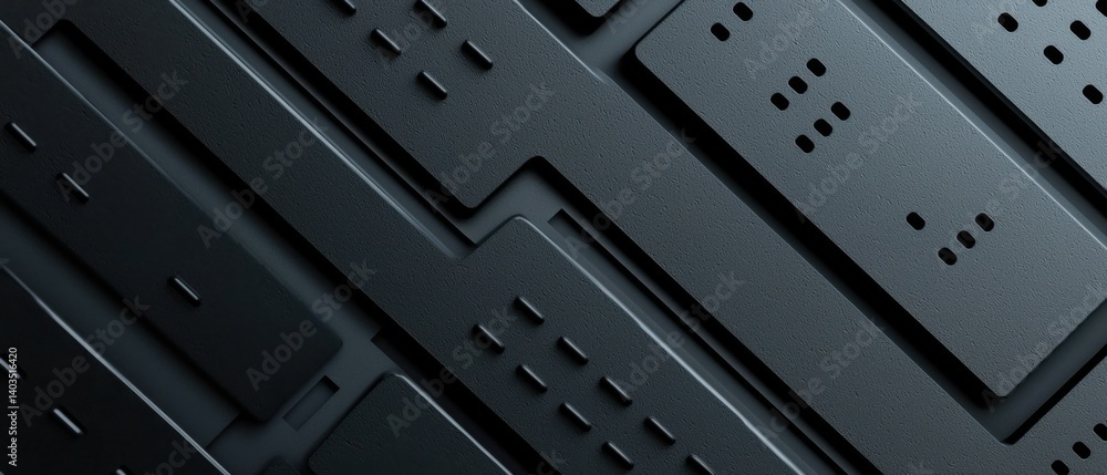 Poster a striking abstract composition featuring a dynamic, high-contrast grid pattern made up of precisely
