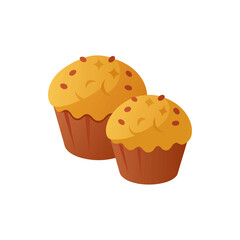Millet Muffins with Cracked Tops on Transparent Background  